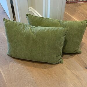 Green Velvet Throw Pillows - Set of 2